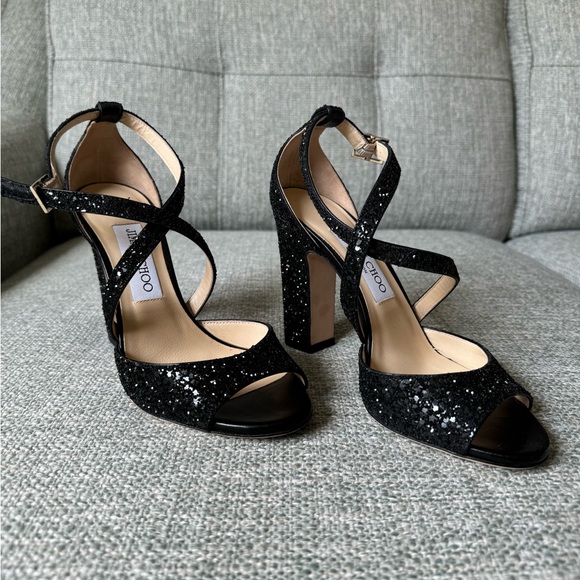 Jimmy Choo sparkling black sandals. Size 37.5. - Picture 2 of 13
